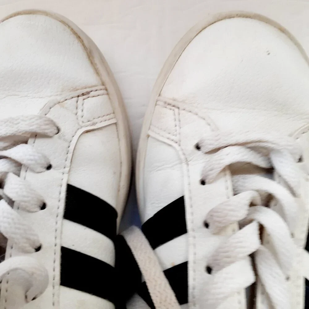 Adidas Boys Shoes White Black Stripe Neo Youth Size 6